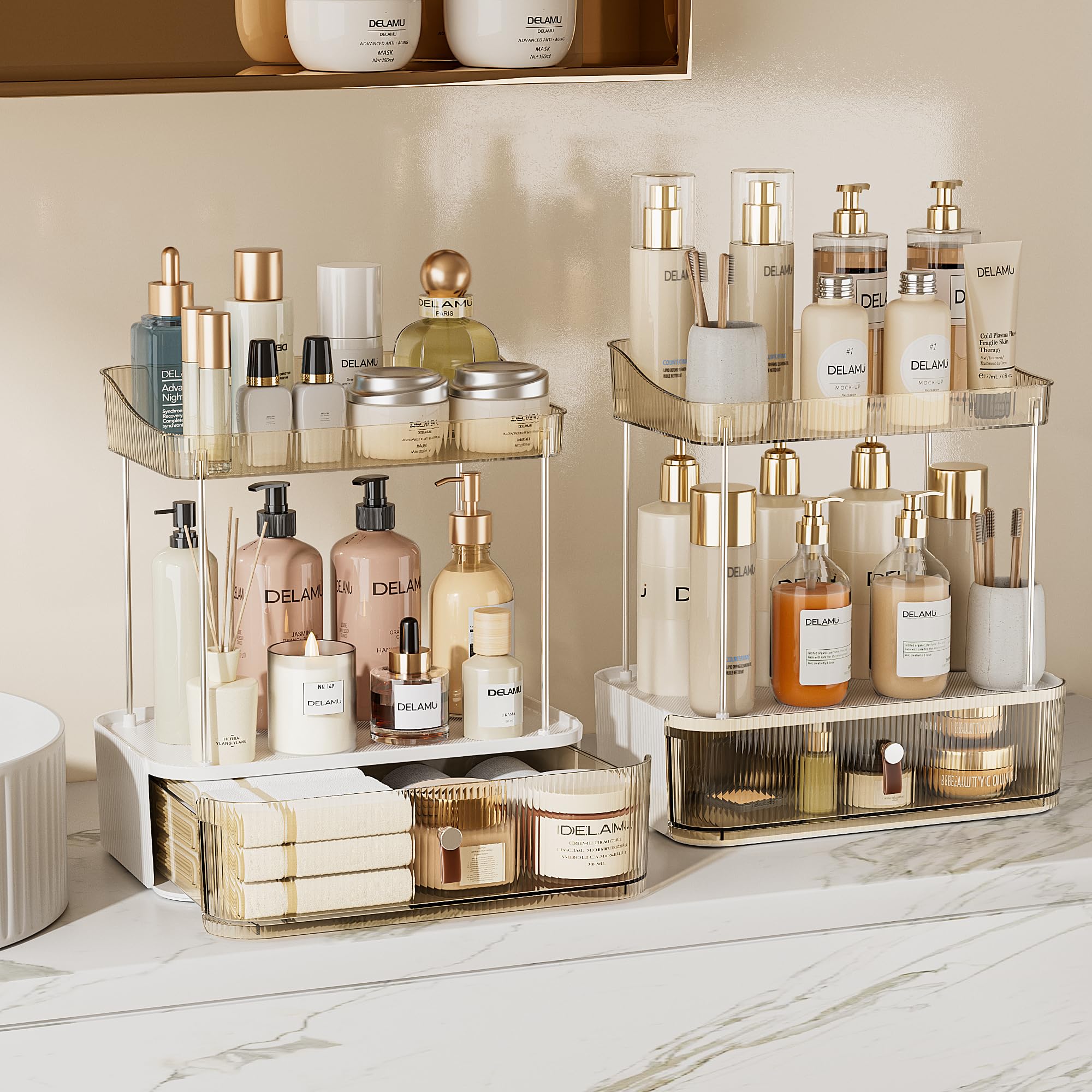 Delamu 3-Tier Bathroom Counter Organizer with Drawer
