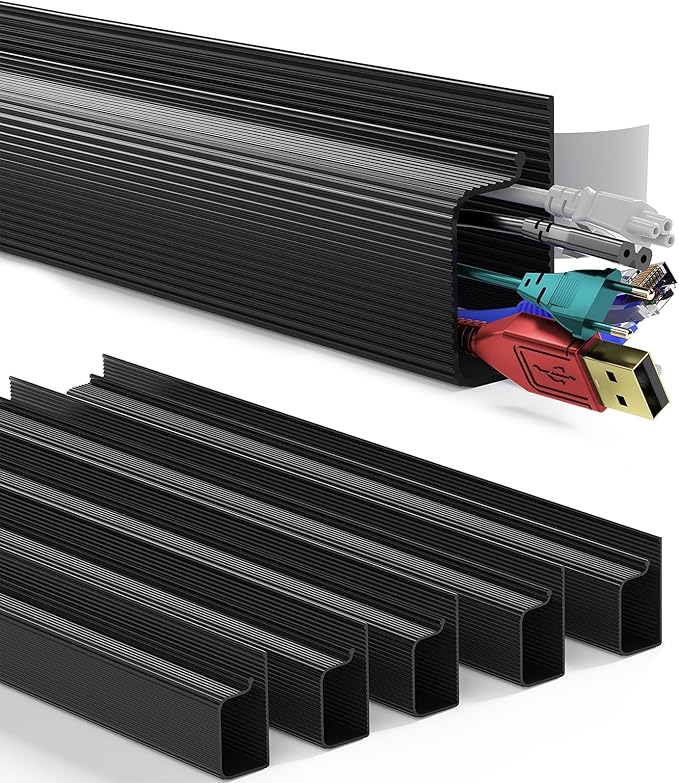 Delamu 6 Pack Safe & Tidy Cable Management Solution 94.2in L*2in W*1in H