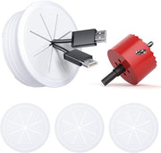 DELAMU 4 Pack in Wall Cable Management kit, 2-3/8"(60mm Hole) Wall Grommets for Cables to Hide TV Cords, Includes 4 Wall Cable Pass Throughs, 1 Hole Saw and 2 Dust Bag Easy Install, White