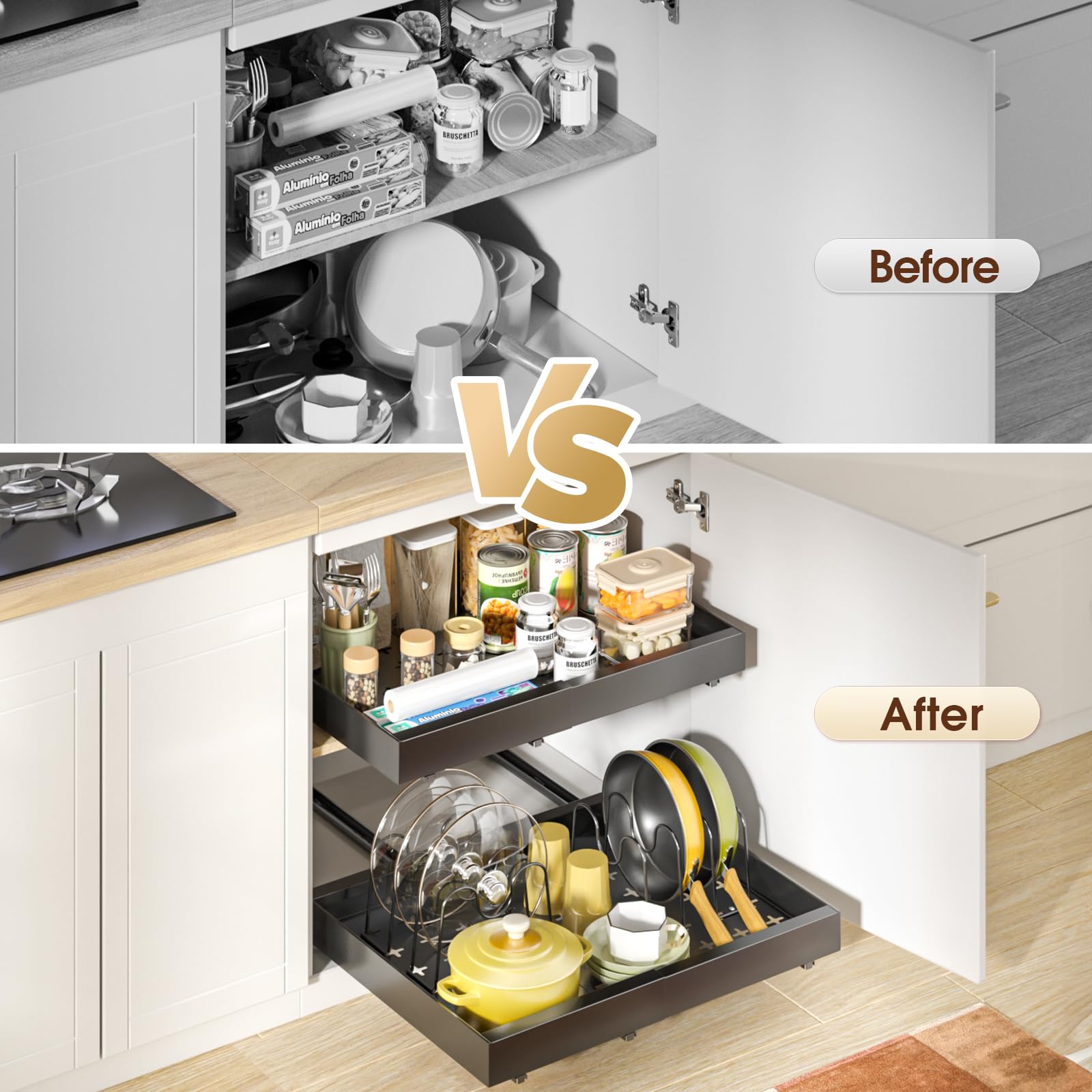 2 Pack Pull Out Cabinet Organizer