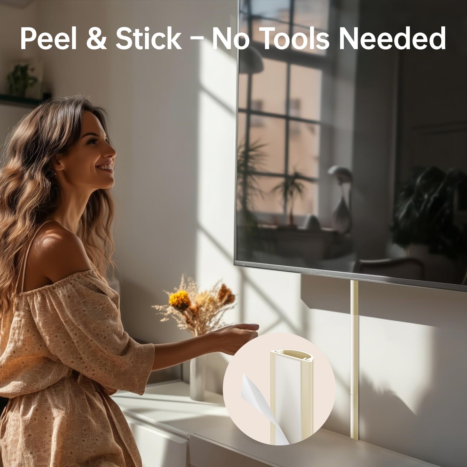 Delamu 42.5in Self-Adhesive Cable Hider Kit - 3 x 14.2in Curved Cord Hider