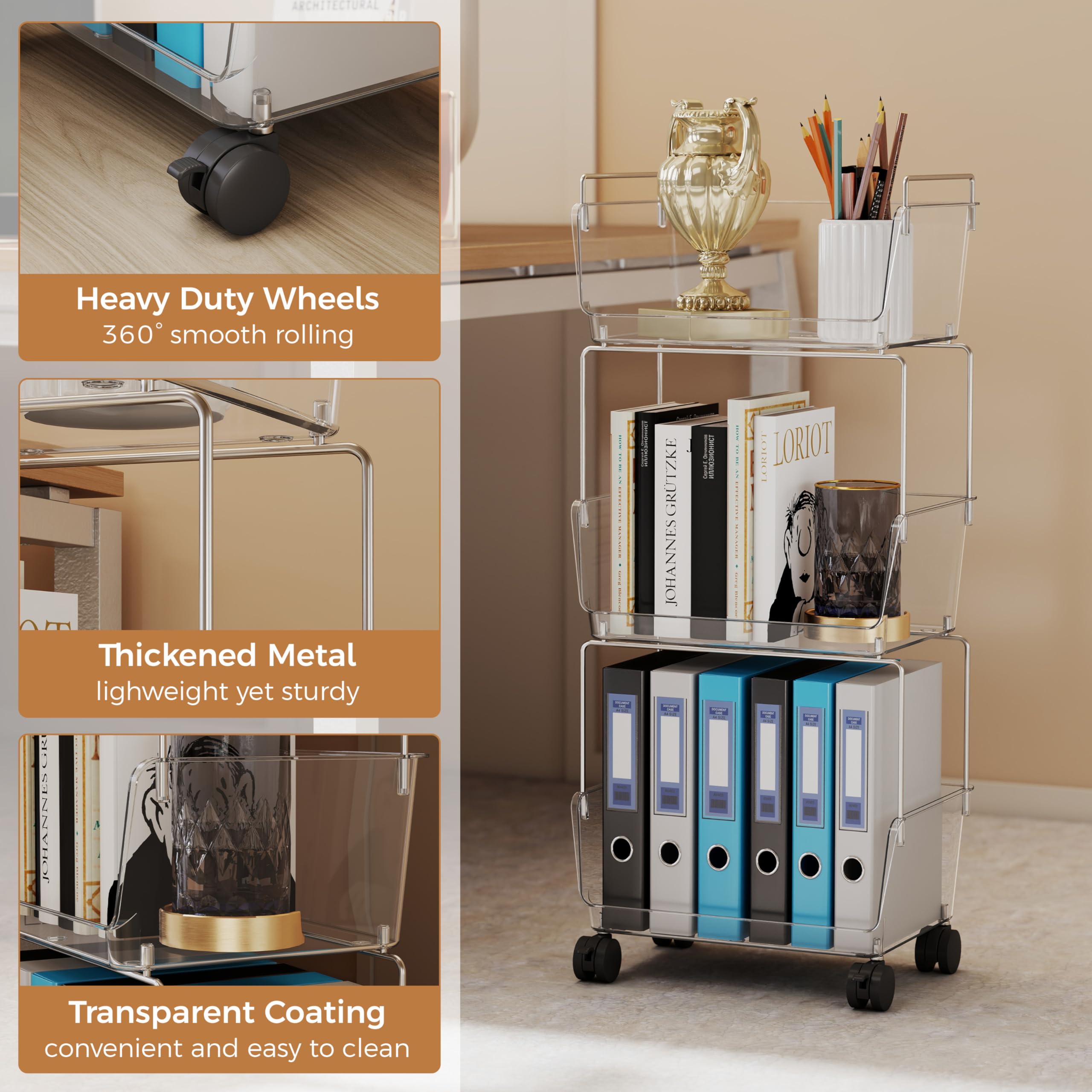 3-Tier Rolling Cart