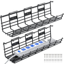 Load image into Gallery viewer, 2 Pack Under Desk Metal Foldable Cable Management Tray
