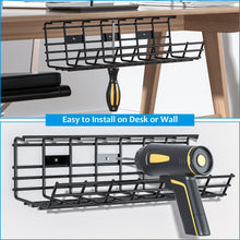 Load image into Gallery viewer, 2 Pack Under Desk Metal Foldable Cable Management Tray
