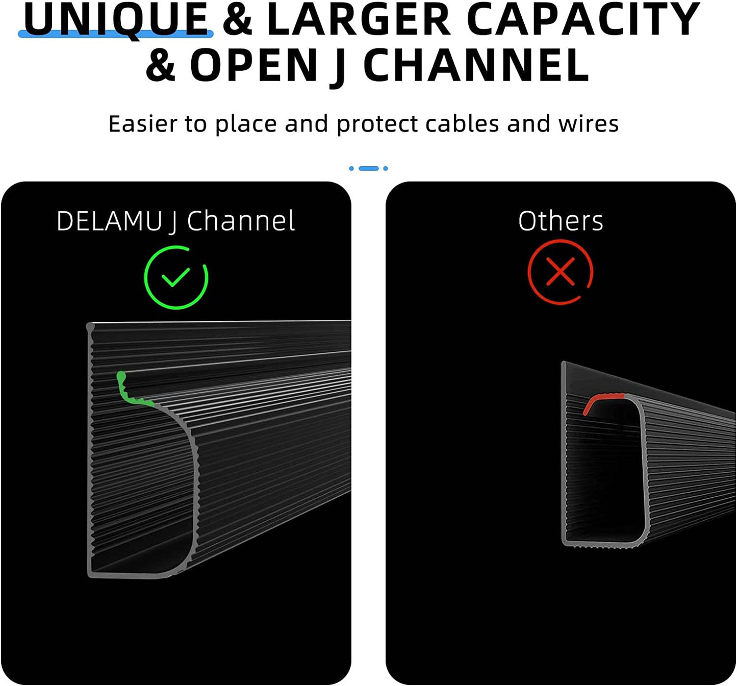 Delamu 2 Pack Under-desk Cord Cover Raceway 15.7in x 2