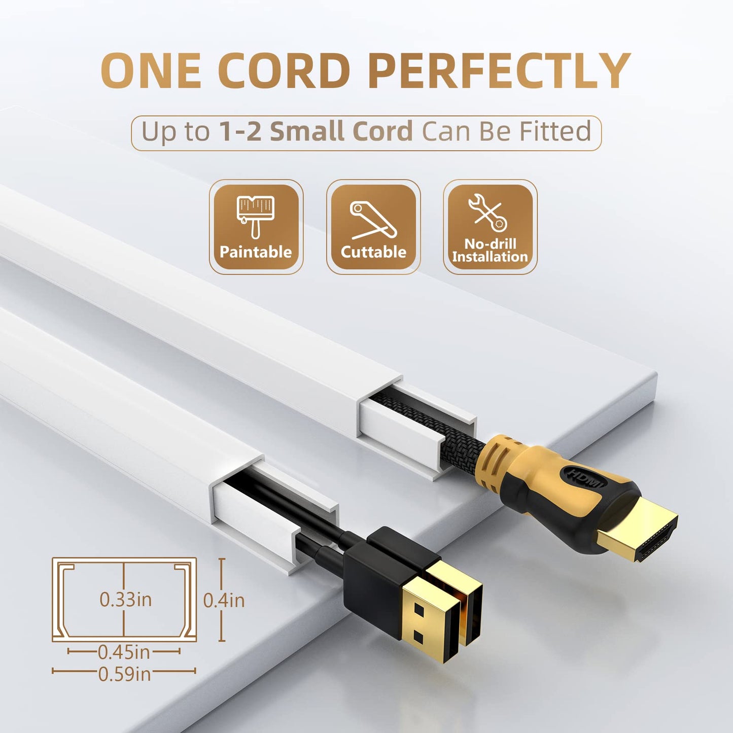 DELAMU 94In One-Cord Channel Cord Cover Wall