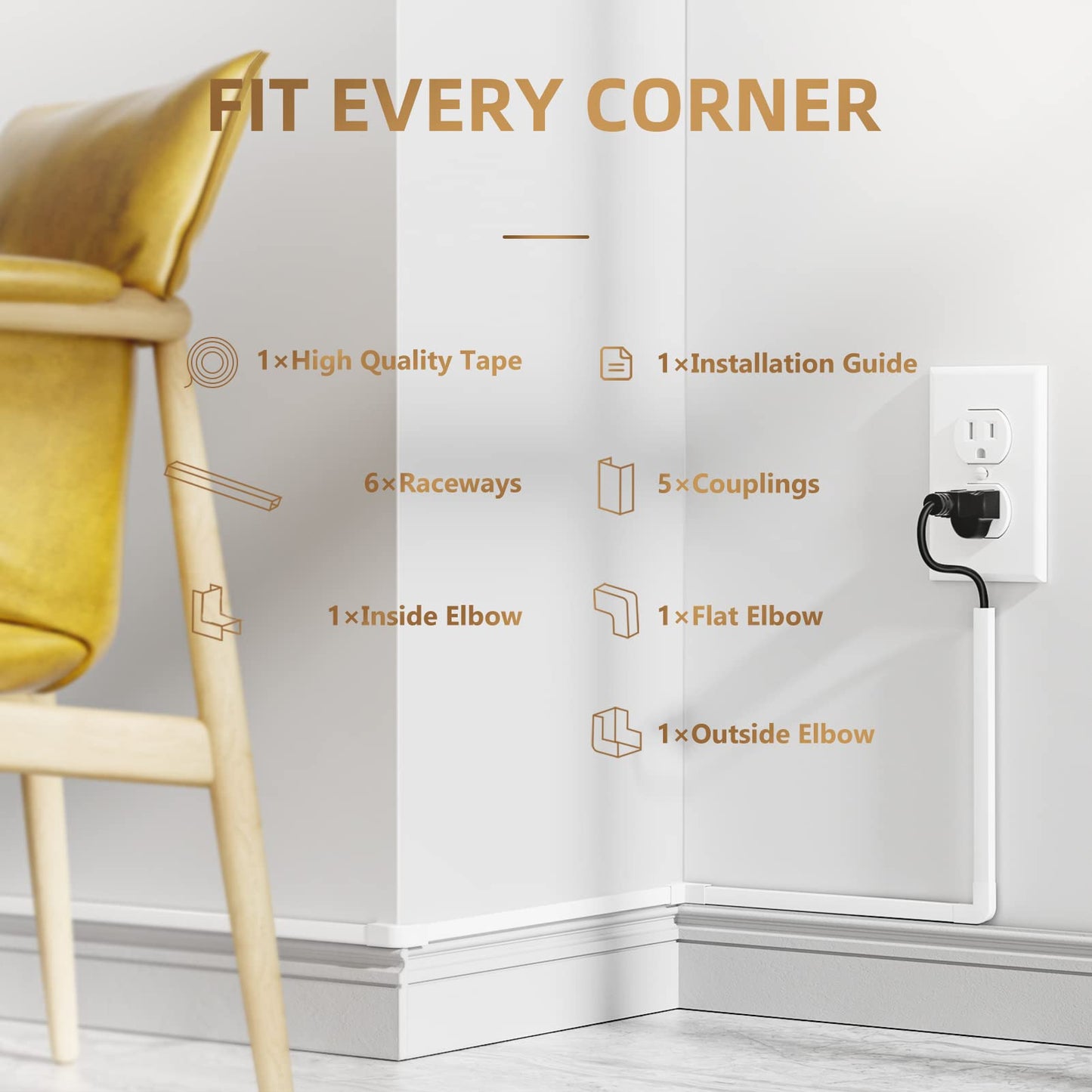 DELAMU 94In One-Cord Channel Cord Cover Wall