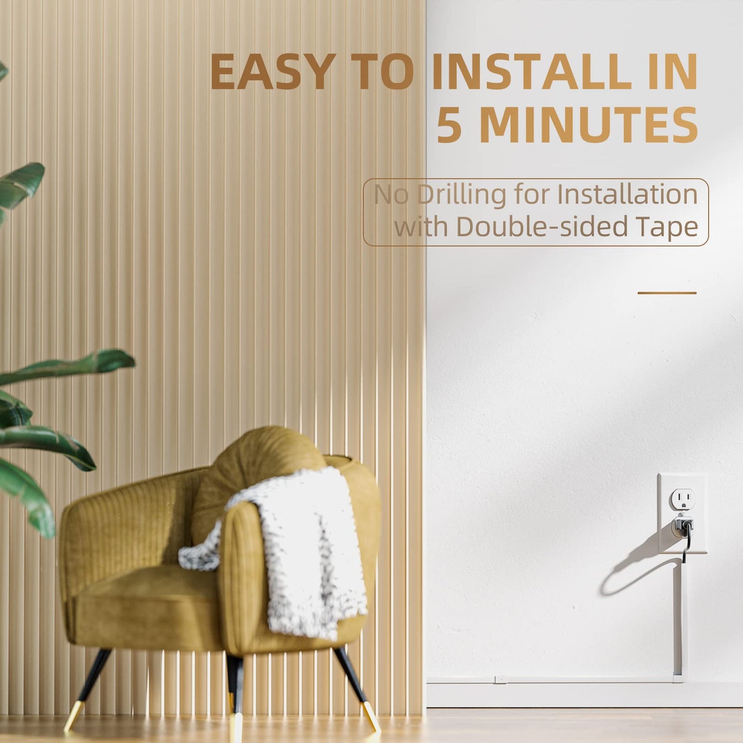 DELAMU 94In One-Cord Channel Cord Cover Wall