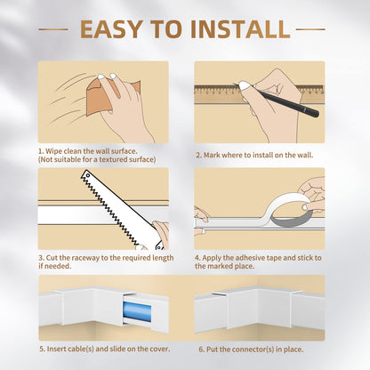 DELAMU 94In One-Cord Channel Cord Cover Wall