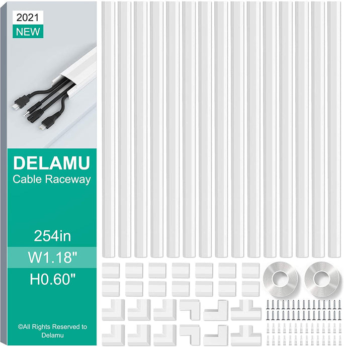 Cord Cover for TV on Wall, Delamu 157 inch Cable Concealer Wire Hider, White, Size: Medium