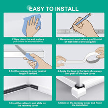 Load image into Gallery viewer, 254&quot; Paintable Wall Cable Raceway for TV Computer Cords, Holds 3-4 Cables, 15 Pack, Stocky
