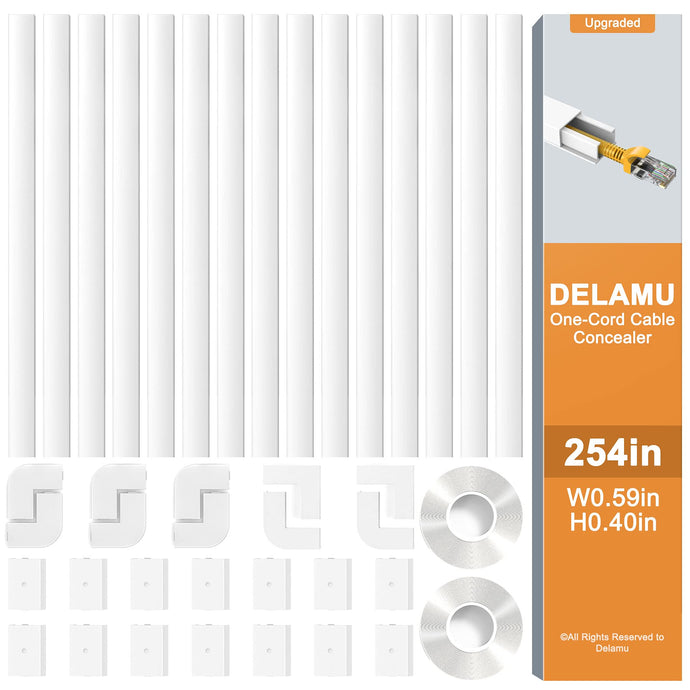 Cord Cover for TV on Wall, Delamu 157 inch Cable Concealer Wire Hider, White, Size: Medium