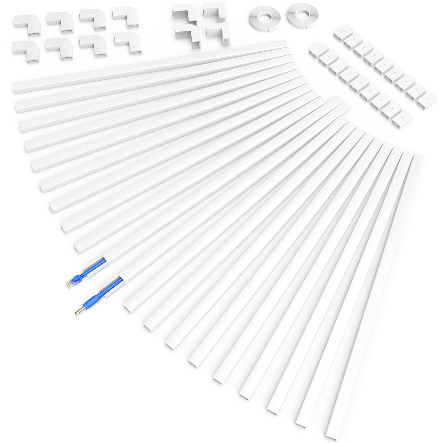 Delamu 314in Multi-purpose Cord Cover Raceway 20Pack, 1-2 Small Cords, 20x L15.7in W0.59 H0.40in,