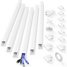 Load image into Gallery viewer, 94.5&quot; Paintable Cable Raceway for TV Computer Cords, Holds 3-4 Cables, 6 Pack, Stocky
