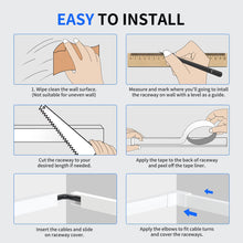 Load image into Gallery viewer, 142&quot; Paintable Wall Cable Raceway, Holds 1 Cable, 9 Pack, Slender
