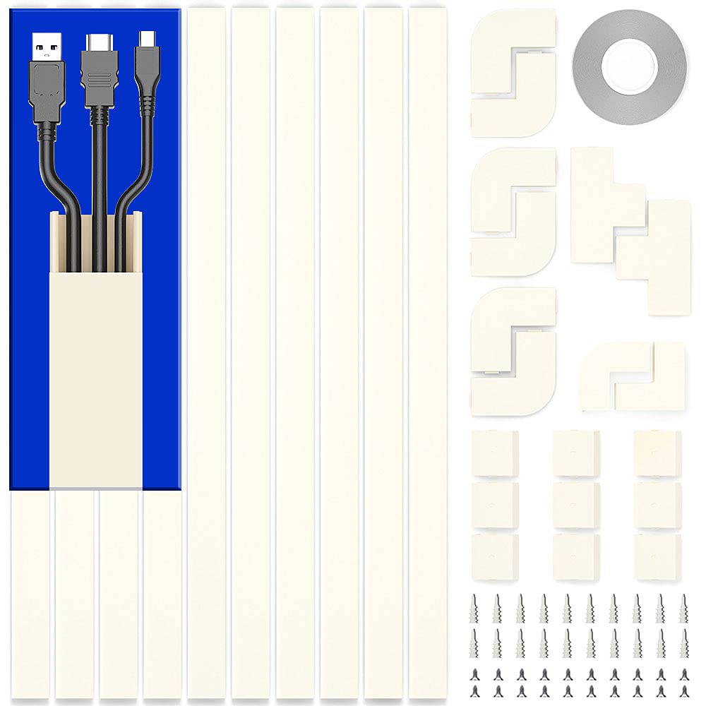 94.5 Paintable Cable Raceway for TV Computer Cords, Holds 3–4 Cables, 6  Pack, Stocky, by Delamu