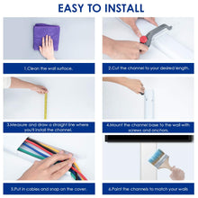Load image into Gallery viewer, 62.8&quot; Paintable Wall Cable Raceway for TV Computer Cords, Holds 6-8 Cables, 4 Pack, Chubby
